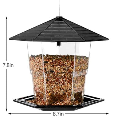 Jealoeur Bird Feeders for Outdoors Hanging Bird Feeder Wild Birds Seed, Black - Image 5
