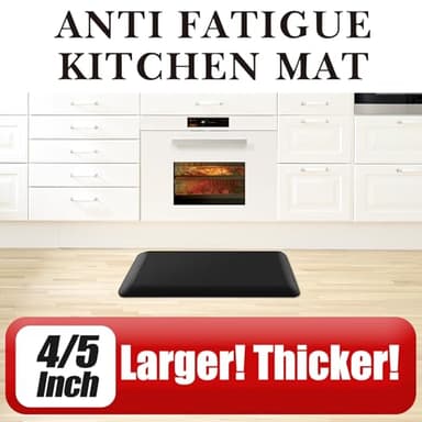 4/5 Inch Thick Kitchen Mat - Cushioned Anti Fatigue Mats for Kitchen Floor - Easy to Clean, Waterproof, Non-Slip Kitchen Rug for Sink, Office, Kitchen (24''x70'' Black) - Image 7