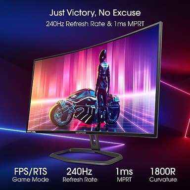 Sceptre Curved 32" FHD 1080p Gaming Monitor Up to 240Hz 1ms 99% sRGB AMD FreeSync Premium Build-in Speakers, HDMI x3 Displayport Machine Black (C325B-FWD240) - Image 4