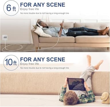 FEEL2NICE iPhone Charger Fast Charging 2 Pack Type C Wall Charger Block with 2 Pack [6FT&10FT] Long USB C to Lightning Cable for iPhone 14/13/12/12 Pro Max/11/Xs Max/XR/X,AirPods Pro - Image 6