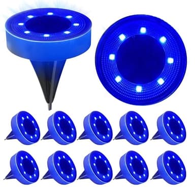 Siatom Solar Ground Lights 12 Pack, IP68 Waterproof Solar In-Ground Light for Outdoor, Flat Landscape Lighting, Garden Disc Light for Pathway, Walkway, and Yard - 12 Pcs (Blue) - Image 1