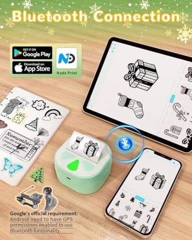 Sticker Printer, Print Pods Mini Printer, Bluetooth Thermal Sticker Maker Machine with 3 Rolls Paper, Print Pod Mini Printers for iPhone, Impresora Portátil for Study Note, Journal, DIY, Kids Gift - Image 3