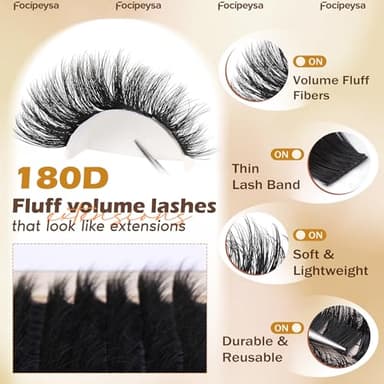 Eyelash Extension Kit Thick Lash Clusters Kit 10-18mm Volume Clusters Lashes 180D Individual Eyelashes Kit with Lash Bond, Lash Remover, Lash Applicator DIY Lash Extension by Focipeysa - Image 6