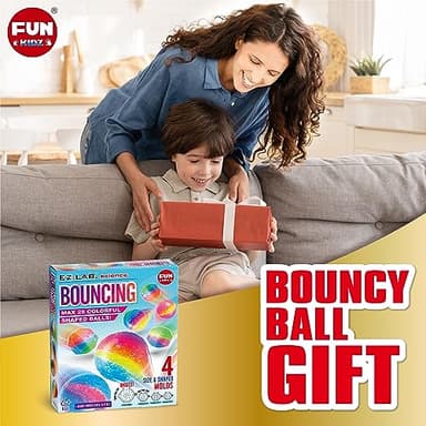 Big Bouncy Ball Kit for Kids, FunKidz DIY Ultimate Magic Bouncy Balls Making Kit Science Craft Projects Birthday Party Activities for Boys Girls Ages 6-12 Includes Tennis Size Ball Model and Powder - Image 8