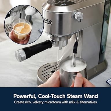 De'Longhi Dedica Duo Compact Espresso Machine - Cold Brew Coffee Maker with Milk Frother Wand- for Espresso, Hot & Iced Coffee, Cappuccinos, Lattes & Home Barista Brewing, Stainless Steel - Image 8