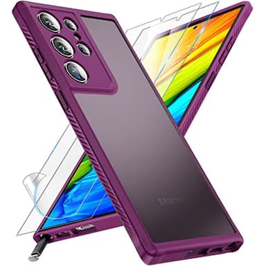 TOCOL for Samsung Galaxy S23 Ultra Case, [Upgraded Full Camera Cover] with 2 Pack Soft Screen Protector [Military Drop Protection] Shockproof Translucent Back S23 Ultra Case 6.8", Purple - Image 1