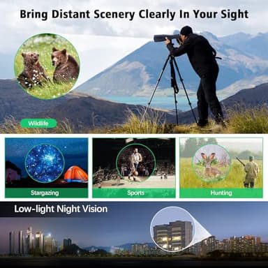 30-260X80 High Power Binoculars for Adults, Outdoor Long Range Binoculars for Birdwatching Hunting Stargazing Travel with Tripod Adapter and Carrying Case (Black, 30-260X80) - Image 5