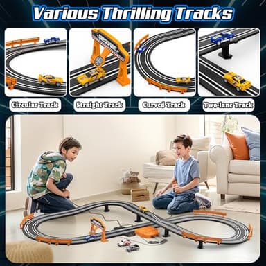 Slot Car Race Track Sets for Boys, Race Car Track with 2 High-Speed Slot Cars, Battery or Electric Car Track, Dual Racing Game Lap Counter Track Sets, Toys Gifts for Boys Girls Ages 4 5 6 7 8-12 - Image 5