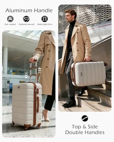 Coolife Luggage 3 Piece Set Suitcase Spinner Hardshell Lightweight TSA Lock (apricot white, 3 piece set(20in24in28in)) - Image 6