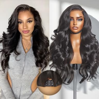 LUVME HAIR All-Day Comfort Real Glueless 7x6 HD Lace Wig 200% Density Hair PartingMax Lace Wigs Loose Body Wave Lace Front Wigs Human Hair Pre Cut Plucked Lace Frontal16 Inches Natural Black Color - Image 1
