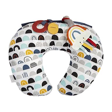 Boppy Tummy Time Prop, Black and White Modern Rainbows with Teething Toys, A Smaller Size for Comfortable Tummy Time, Attached Toys Encourage Neck and Shoulder Strength Building - Image 1