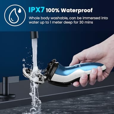 SweetLF Electric Razor for Men with Pop-Up Trimmer, IPX7 Waterproof Electric Shaver, Rechargeable Cordless Shavers for Men, Type-C, 120Mins Runtime, Plug & Play, Blue - Image 6