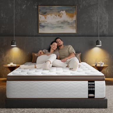 BedStory Firm King Mattress for Couples - 14 Inch Hybrid Mattress with Quiet Motion Isolation, Extra Spinal Support and Back Pain Relief - 800+ Pocket Springs, CertiPUR-US Certified - Image 1