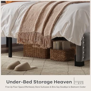 EnHomee King Size Bed Frame, Velvet Bed Frame with Headboard and Led Light, Platform Bed Frame for Bedroom Apartment, Dorm, Noise-Free, Easy Assembly, Dark Gray - Image 5