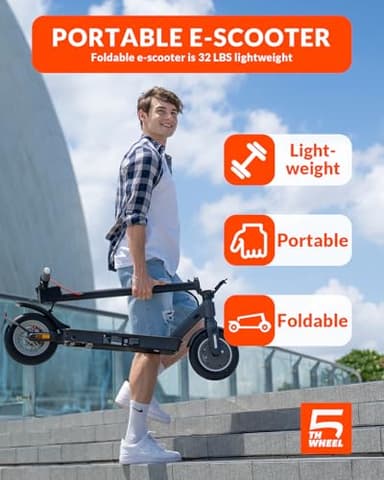 5TH WHEEL V30PRO Electric Scooter, 10" Solid Tires, 350W Motor & 18 MPH, 19.9 Miles Range E-Scooter with E-Lock, Dual Brakes and Suspension, Foldable Adults Commuter Scooter with Turn Signals and APP - Image 2