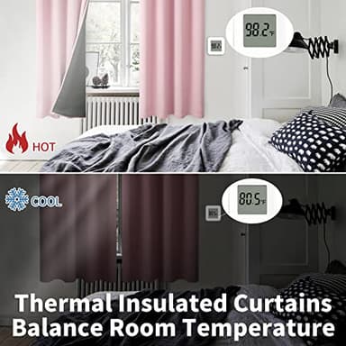BGment Baby Pink 100% Blackout Curtains for Nursery Bedroom 84 Inch Length 2 Panels, Thermal Insulated Full Light Blocking Grommet Noise Cancelling Window Curtains for Girls Room, 60 Inch Wide Each - Image 4