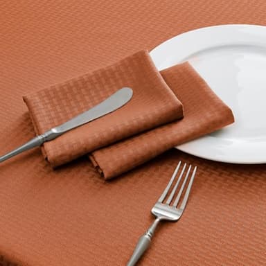 Veblandy Rectangle Tablecloth Weaved Textured Water Resistant Spill Proof Table Cloth, Decorative Fabric Wrinkle Free Table Cover for Events and Dinner, 52 x 70 Inch, Rust - Image 5