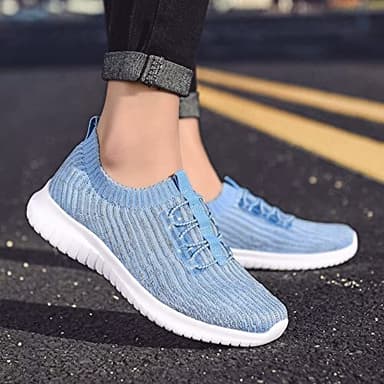 TIOSEBON Women's Lightweight Casual Walking Athletic Shoes Breathable Running Slip-On Sneakers for Jogging Workout Soft Shoes US 8.5 Light Blue - Image 3