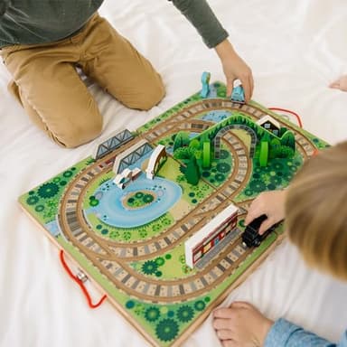 Melissa & Doug Take-Along Railroad Tabletop Playset with Wooden Train Toys, Animals & Scenery Play Pieces, Preschool Learning Toys for Girls & Boys 3+ - FSC Certified - Image 9