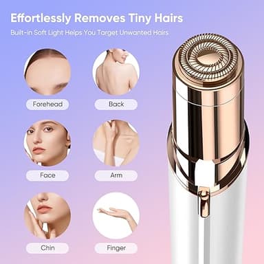 Facial Hair Remover for Women- as Seen on TV Painless Face Shaver -Mini Hair Remover, Electric Razor Shaver Portable Bikini Epilator for Lips, Chin, Armpit, Peach Fuzz, Fingers, Neck, Cheek (White - Image 2