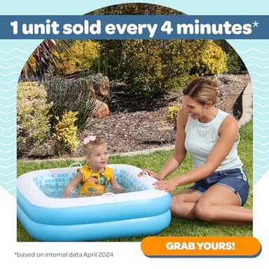 Inflatable Baby Pool for Toddlers 1-3, Handles, Soft Floor & Drain, 34"x10" Kiddie Pool, Blow Up Bathtub & Ball Pit, Summer Outside Kid Water Toy Outdoor Play First Birthday Gift for Boys Ages 1 2 3 - Image 8