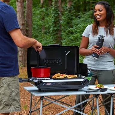Coleman Tabletop Propane Gas Camping 2-in-1 Grill/Stove 2 Burner - Image 3