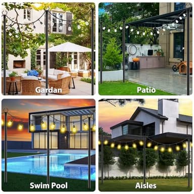 zoegi 4 Pack 10Ft String Light Poles,Light Poles for Outside Lights with Fork,Outdoor Brackets Hanging Lights,Metal Stand for Deck Patio,Backyard,Wedding,Deck,Party - Image 2