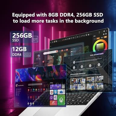 2025 Gaming Laptop,15.6 inch Traditional Laptops N4000, Laptop with 12 GB RAM, 256 GB SSD,Slim Light Netbook WiFi5 Mini-HDMI 180 Angle Opening BT5.0, Thin and Light Laptop For Student Business Work - Image 5
