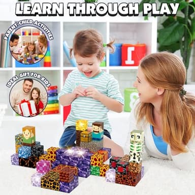 AIDYVOI Magnetic Blocks Building Toys Set, Magnetic Building Blocks STEM Construction Toys, 3D Sword Light Up Magnet Cubes Montessori Sensory Stacking Toy for Toddlers Age 3 4 5 6 7 8 - Image 5