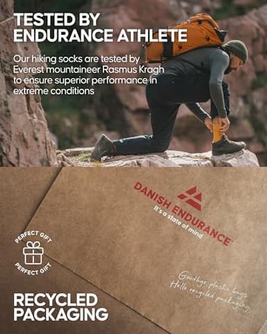 DANISH ENDURANCE Hiking Socks, Merino Wool Socks, Anti Blister, Cushioned, Breathable, Men & Women, 3-Pack, Dark Grey, Large - Image 6