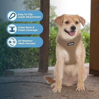 Best Pet Supplies Voyager Mesh Dog Breathable Harness Reflective Stitching, All Weather Adjustable for Walking Training, or Running - Heavy Duty & Durable, 220 Style (Beige), XS - Image 5