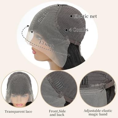 32 Inch Real Human Hair Wigs 200 Density 13x6 Body Wave Lace Front Wigs Human Hair Pre Plucked HD Transparent Lace Frontal Wigs Natural Black Glueless Wig - Image 5