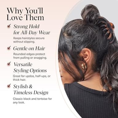 Kitsch Octopus Claw Clips for Women - Cute & Stylish Hair Clips for Everyday Use, Octopus Claw Clip for Thick Hair - Black & Tortoise, 2pcs - Image 3