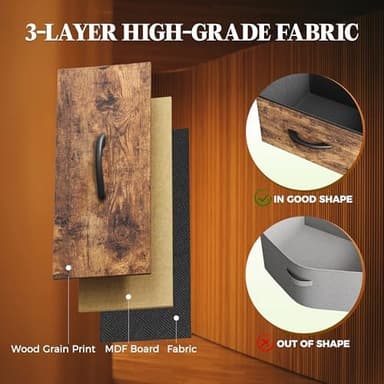 Huuger 63 Inch Dresser for Bedroom, Long Dresser with 10 Fabric Drawers, TV Stand for 55, 65, 70 Inch TV, Toy Storage Organizer for Closet, Rustic Brown - Image 6