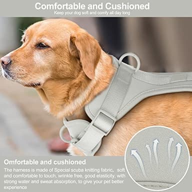 No Pull Lightweight Dog Harness: Adjustable Durable Breathable Mesh Pet Vest Harness with Soft & Comfortable Cushion, for Small Medium Large Dogs (Medium, Gray) - Image 4