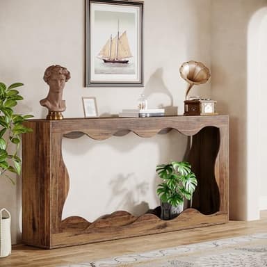 Tribesigns 63 Inches Farmhouse Console Table with Storage, Couch Table Behind Sofa, Long Entryway Sofa Station, Narrow Console Stand, Hallway Stand for Entryway Living Room, Brown - Image 8