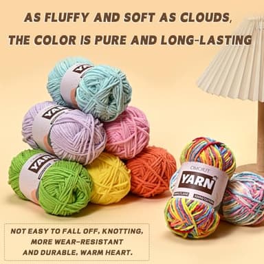 Plush Chenille Chunky Crochet Yarn - Baby Yarn for Crocheting Soft - Velvet Yarns Knitting for Blankets Crafts - Fluffy Amigurumi Yarns 100g / 131yd (Red) - Image 3
