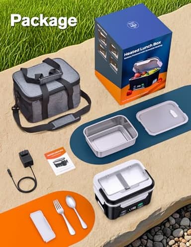 EAST OAK Cordless Electric Lunch Box for Adults, Heated Lunch Box Battery Powered with Automatic Heating, 5.5 Cups Portable Food Warmer with Removable Tray Divider - Image 6