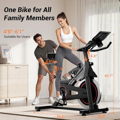 CURSOR FITNESS Exercise Bike, Stationary Bikes for Home, 300 LBS Capacity, Workout Bike with Silent Belt Drive, Indoor Cycling Bike with Extra Comfort Seat/Tablet & Bottle Holder - Image 5