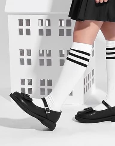 ADAMUMU Maryjane Kids School Uniform Shoes - Black Ballet Flats, Round Toe Dress Flats, Comfortable Slip-on, Velcro Closure - Image 5