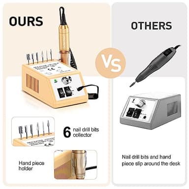 Jiasheng Professional Nail Drill, 20000rpm Electric Nail Drill Machine, Electronic Nail File Drills for Acrylic Nails Gel Nails Manicure Pedicure Tools for Salon Use Gold - Image 3