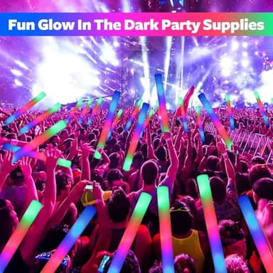 wellent 130 PCS LED Foam Glow Sticks Bulk, Glow in the Dark Party Supplies with 3 Modes Colorful Flashing, Neon Party Favors for Birthday, Wedding, Carnival, Concert, New Year - Image 2