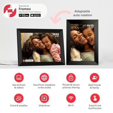 Frameo 10.1 Inch WiFi Digital Picture Frame with 1280 * 800P IPS Touch Screen HD Disply,Video Clips and Slide Show,Auto-Rotate, Wall Mountable,Send Photos Instantly from Anywhere with via Frameo APP - Image 6
