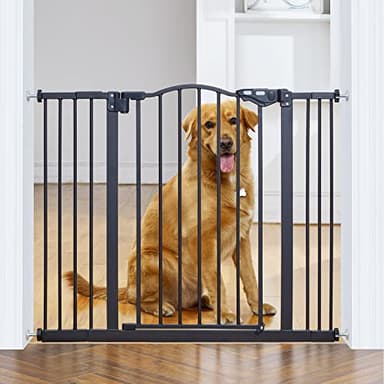 InnoTruth 29-39.6” Baby Gate for Stairs & Doorways, 30" Tall Pressure Mount Pet Gates, Easy Step Auto Close Both Sides Walk Thru Child Gate, Dual-Lock Safety Design and One-Hand Operation, Black - Image 1