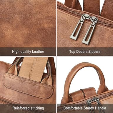 Shrrie Vegan Leather Laptop Backpack for Women 15.6 inch Work Backpack Fashion Travel Backpack Purse for Travel College Work - Image 6