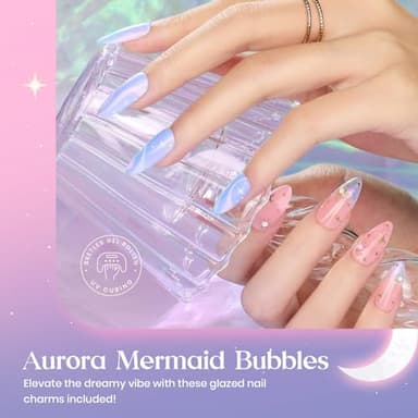 Beetles Shimmer Glitter Gel Nail Polish Set, 6 Colors Pearl Gel Polish Baby Blue Shimmer Baby Pink Glitter Purple Mermaid, Nail Drawing Soak Off Uv Led Swirl Gel Polish Shell Thread Gift for Women - Image 2