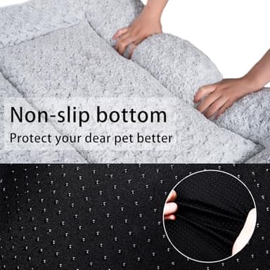 Dog Beds Crate Pad for Medium, Large Dogs, Deluxe Rose Plush Cat Sleeping Mats, Fits Crate Kennel Cage, Anti-Slip Pets Pillow, Washable Ultra Soft Fluffy Dog Bed (A-Grey, 35" L x 23" W x 3.5" Th) - Image 4