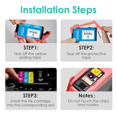 910 910XL Ink Cartridges Combo Pack Replacement for HP 910 Ink Cartridgs for HP Printers Work with HP OfficeJet Pro 8015e 8025e 8022e 8028e 8035e 8020 8035 8028 8010e Printer (4 Pack) - Image 5