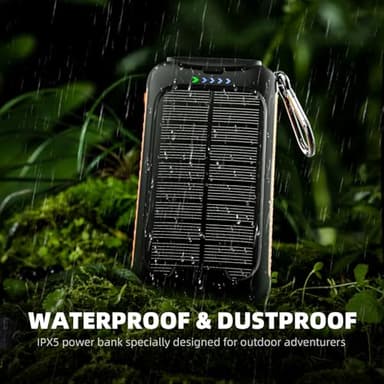 Solar Charger Power Bank 49800mAh - Portable Fast Charging Power Bank with Type-C & Dual USB Ports, Compatible with iPhone, Samsung & More, Waterproof Solar Panel for Camping, Hiking, and Outdoor Use - Image 3