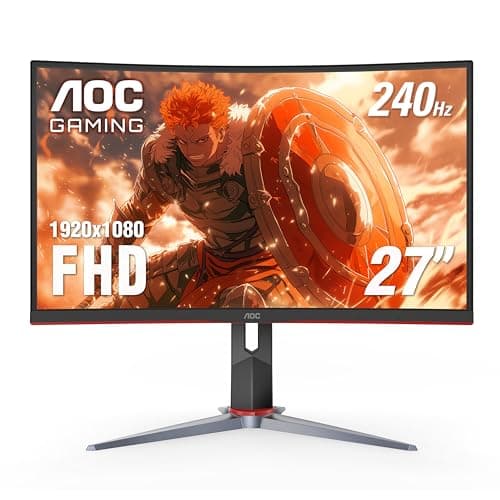 AOC C27G2Z 27" Curved Frameless Ultra-Fast Gaming Monitor, FHD 1080p, 0.5ms 240Hz, FreeSync, 2x HDMI 2.0, 1x Display Port, Height Adjustable, Xbox PS5 Switch Ready, 3-Year Zero-Bright-Dot - Image 1